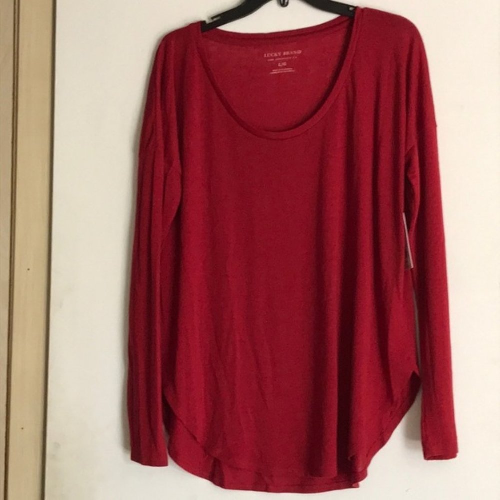Lucky Brand  NWOT  long sleeve basic red T-shirt
